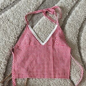 Edikted Red Checkered Halter Top